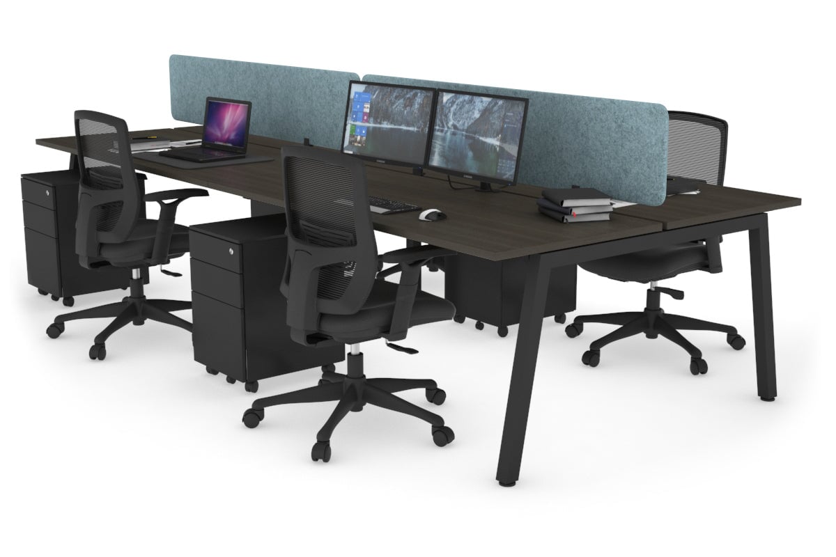 Quadro 4-Person Office Workstation Desk - 1200L x 700W Dimensions - Perfect for Team Collaboration, Open Office Spaces & Coworking Environments