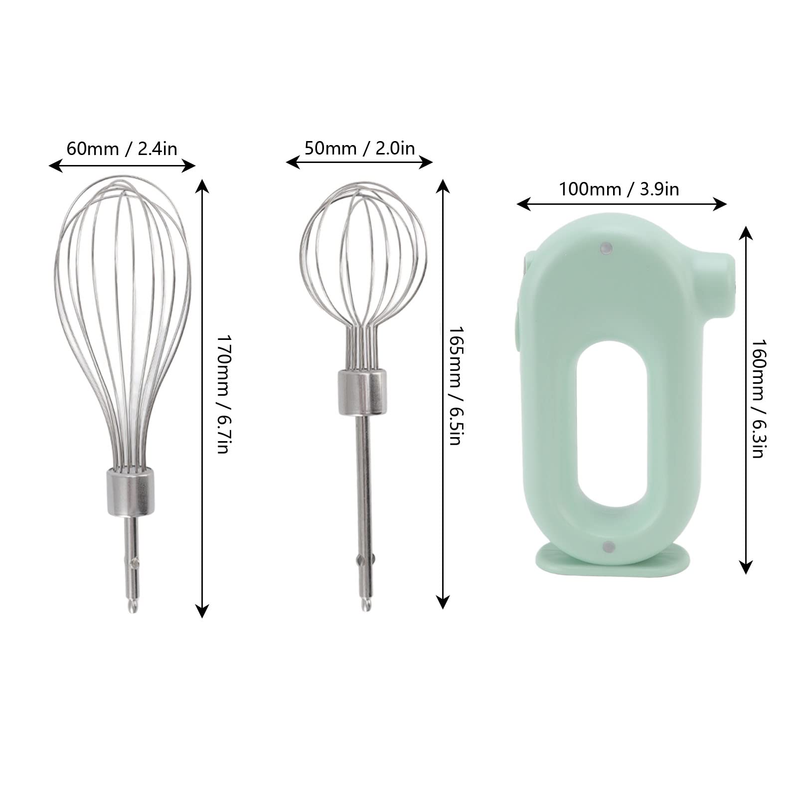 5V 20W Electric Hand Mixer - 3 Speed Anti-Slip Handle, Stainless Steel Milk Frother & Egg Beater for Baking, Cooking & Coffee Making | Perfect for Kitchen, Home & Professional Use (Green)