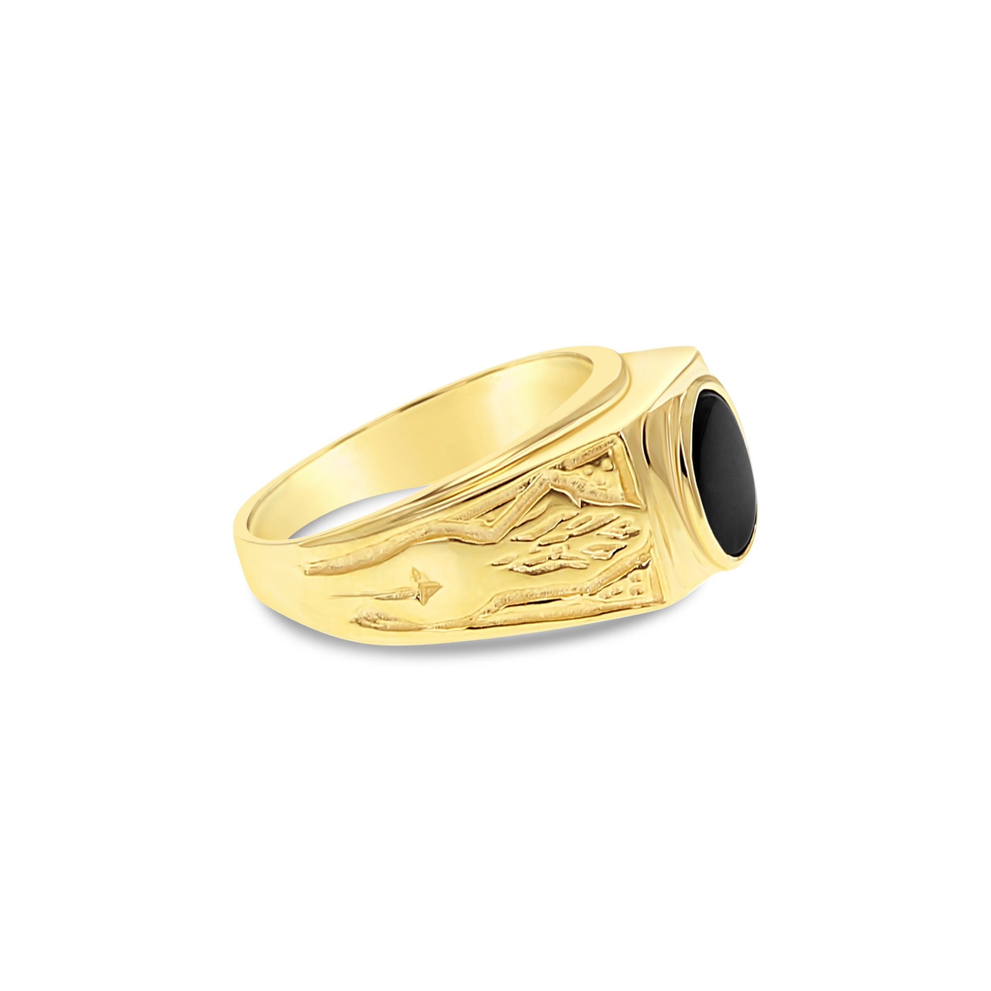 14K Yellow Gold Oval Onyx Signet Ring for Men & Women - Classic Elegant Jewelry for Formal Events, Weddings & Everyday Wear