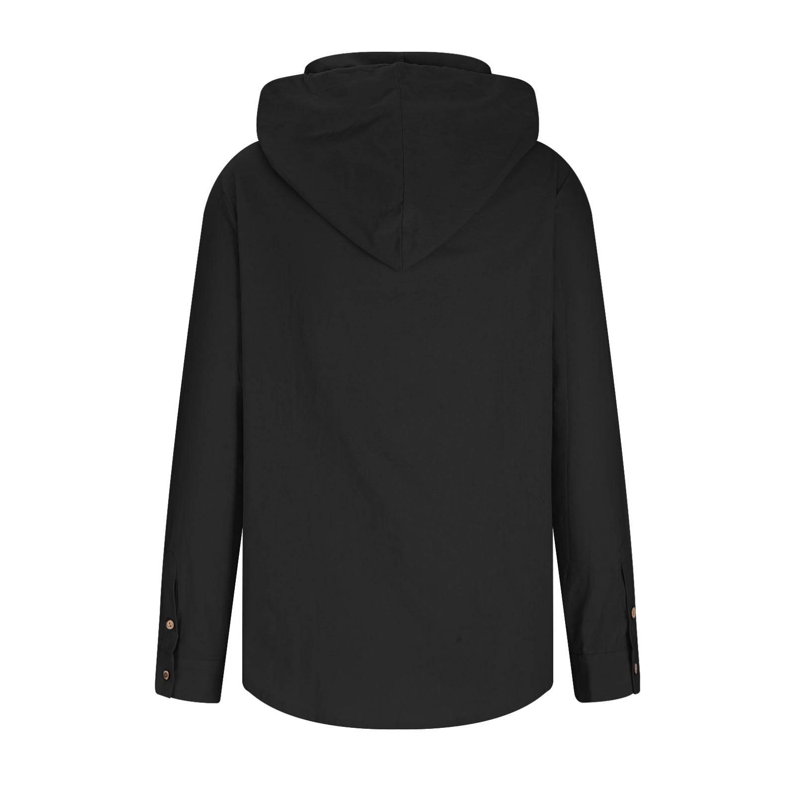 Uillui Men's Lightweight Linen Hoodie Shirt - Casual Button Down Shirt with Hood, Breathable Long Sleeve Summer Beach T-Shirt - Perfect for Outdoor Activities, Travel & Casual Wear