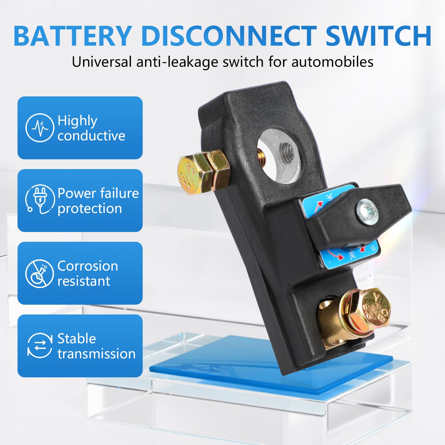 Heavy Duty Battery Disconnect Switch - High Current Master Power Cut Isolator Kill Switch for Car, RV, Boat & Marine - Quick Release Battery Shutoff Switch for Emergency Power Cutoff & Vehicle Storage