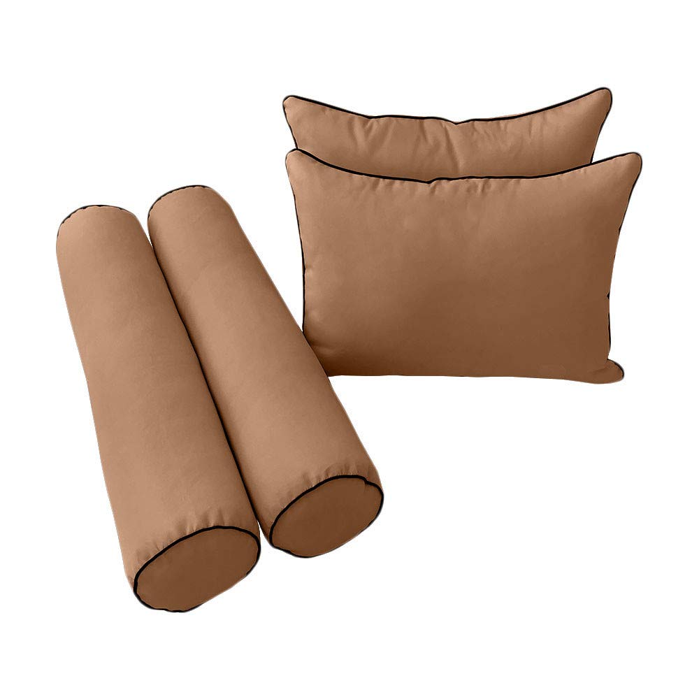 Prolinemax Outdoor Style 4 Twin-XL Contrast Trim Daybed Mattress Bolster Pillow Fitted Sheet Cover Only - AD104 | Perfect for Patio, Sunroom & Guest Bedroom Decor