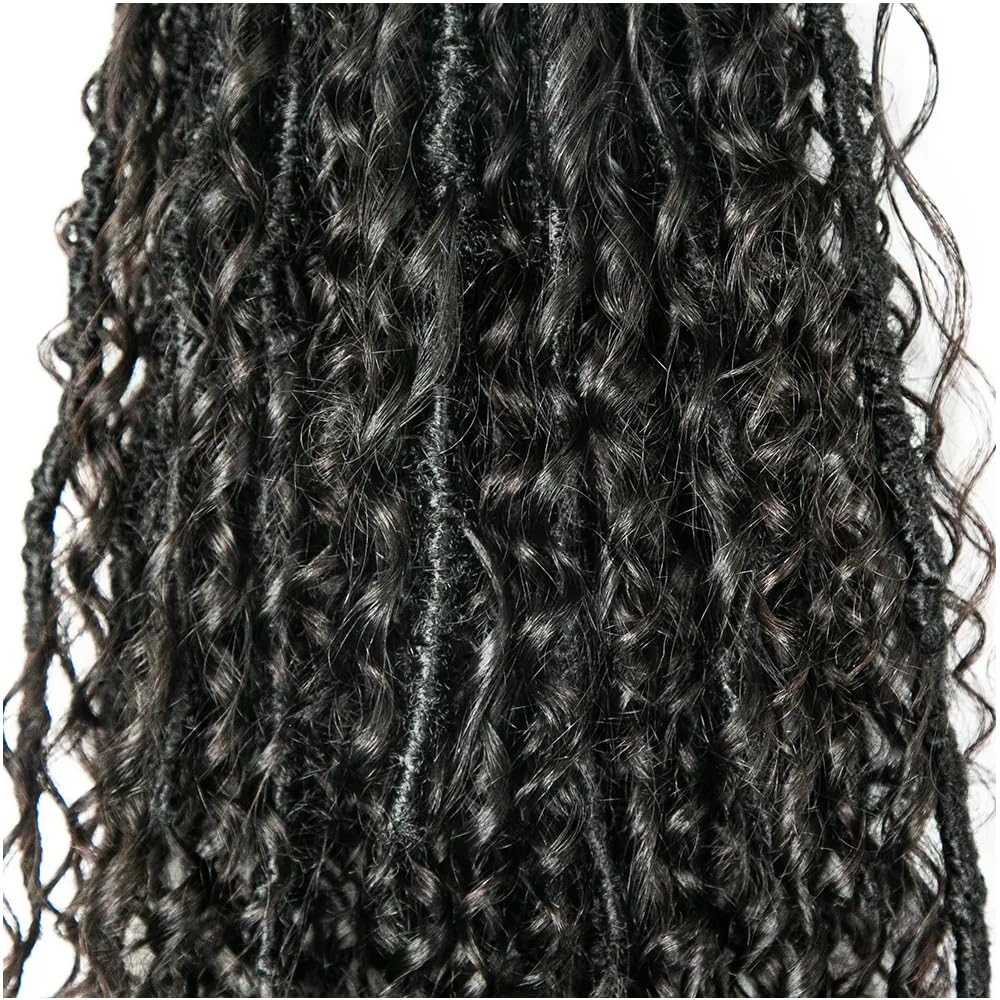 22inch Pre-Looped Crochet Locs with Human Hair Curls | Soft Messy Boho Dreadlocks with Curly Ends | 72 Locs for Women | Perfect for Protective Styling, Natural Hair Care & Festival Looks
