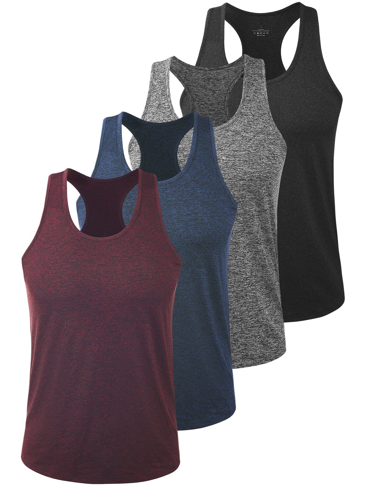 Vislivin Men's Quick Dry Workout Tank Tops - 4 Pack Y-Back Sleeveless Shirts for Gym, Bodybuilding & Running | Moisture Wicking Athletic Shirts for Summer Training & Outdoor Sports