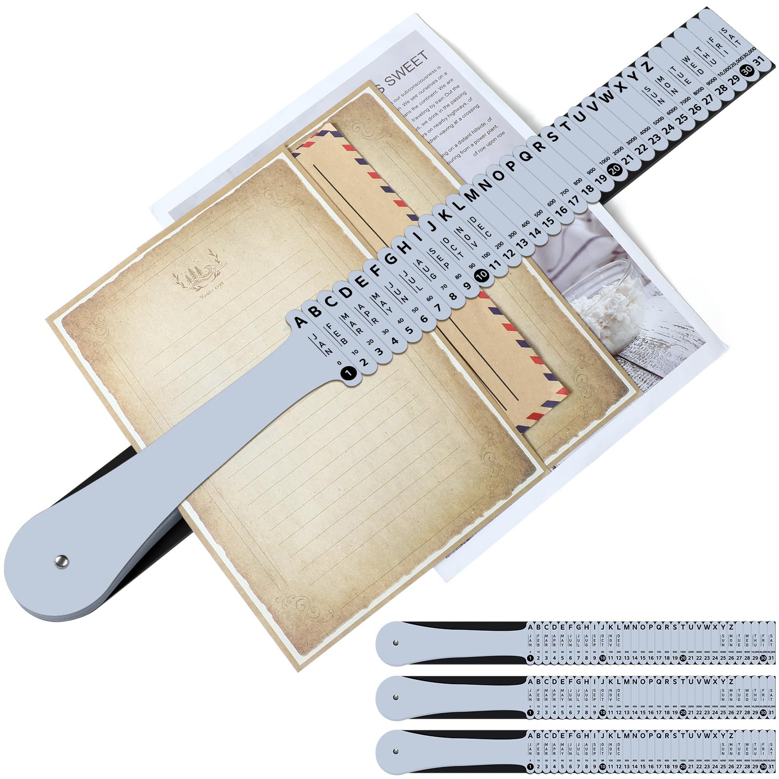 PerKoop Plastic Document Sorter - Alphabetical File Organizer for Office (2.52 x 23.5 inches, Grey) - Space Saving Upright Paper Tray for Bills, Letters, and Important Documents - Perfect for Home Office, School, and Workplace Organization