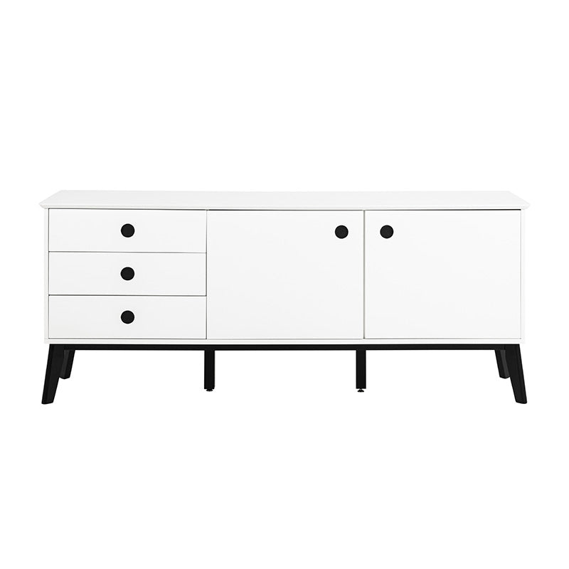 Modern SABINE Sideboard Buffet Cabinet 180cm - White & Black Finish for Dining Room Storage & Living Room Organization
