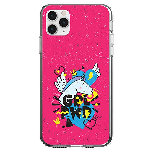 Girl Power - GRL PWR - Unicorn Hearts Graffiti On Clear Case