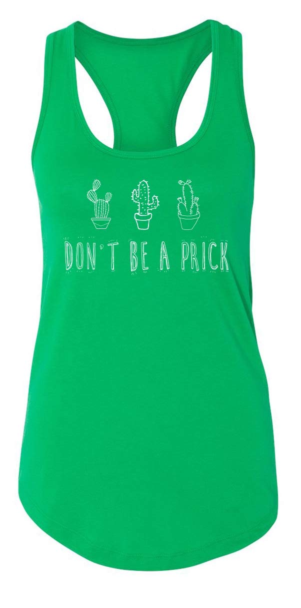 Funny Cactus T-Shirt for Women - 'Ladies Don't Be Prick' Humorous Saying Tee - Racerback Tank Top for Casual Wear & Summer Outfits