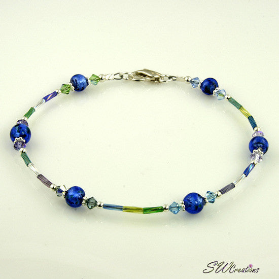 Elegant Sapphire Twist Crystal Beaded Anklet for Women - Adjustable Bohemian Style Ankle Bracelet - Perfect for Beach, Summer Outfits & Boho Fashion Accessories
