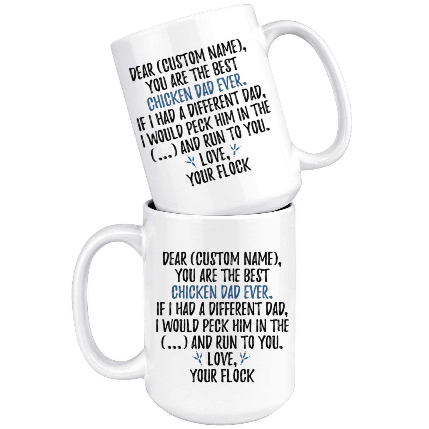 Personalized Chicken Dad Mug - 15 oz Funny Chicken Owner Gift for Men, Fathers, Chicken Lovers - Perfect for Father's Day, Birthday & Coffee Lovers