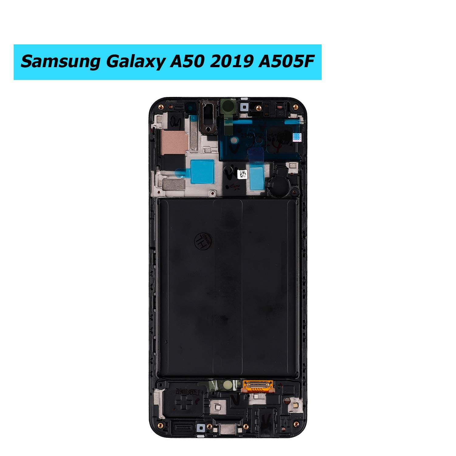 Original AMOLED Display Screen Replacement for Samsung Galaxy A50 A505 SM-A505F SM-A505U (2019 Model) - 6.4 Inch LCD Digitizer Touch Screen Assembly with Frame & Repair Tools Kit (Black) - Perfect for DIY Phone Repair & Screen Replacement at Home