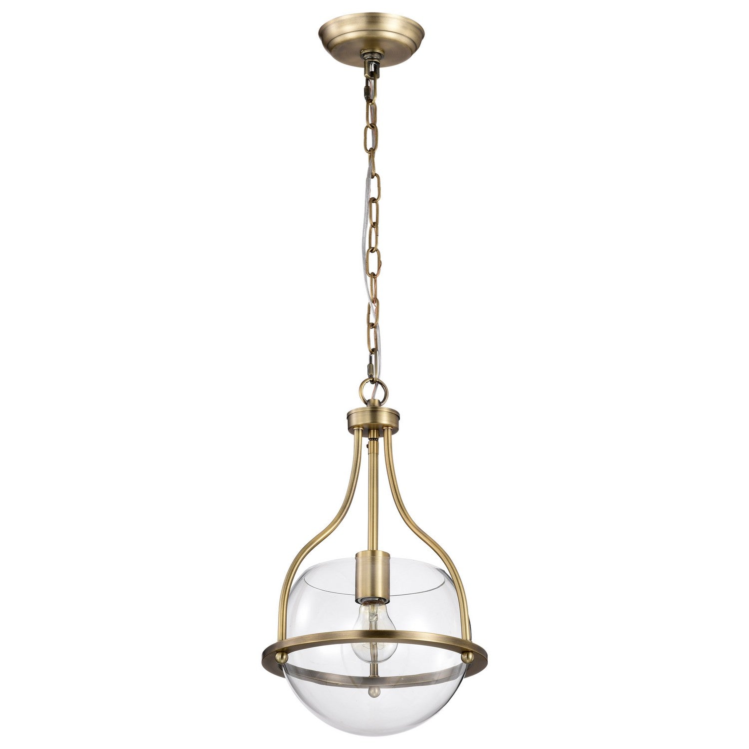Vintage Brass 10-Inch Pendant Light - Amado Industrial Style Ceiling Fixture for Kitchen Island, Dining Room, or Entryway Lighting