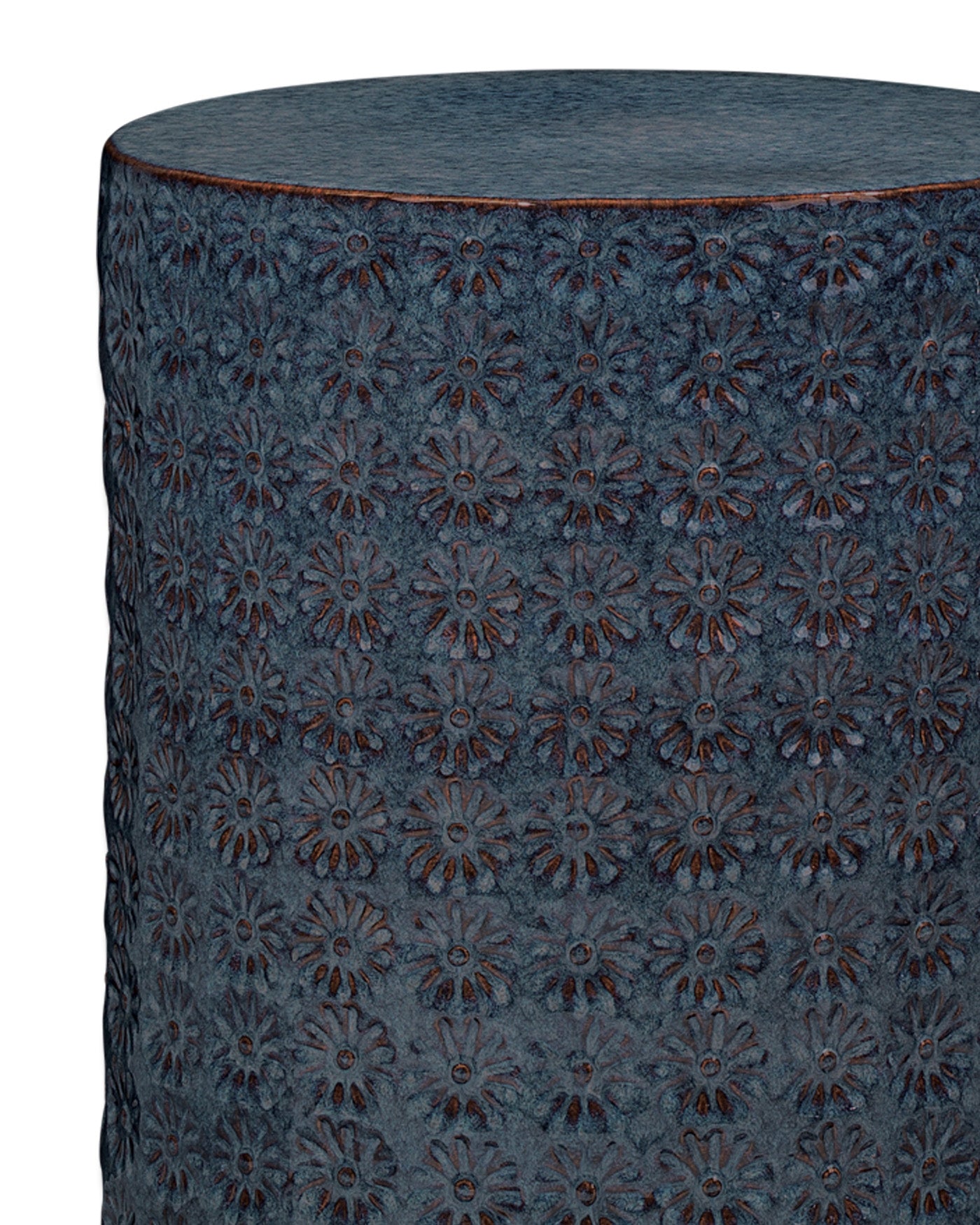 Blue Wildflower Side Table - Small Accent Table for Living Room, Bedroom, or Patio Decor