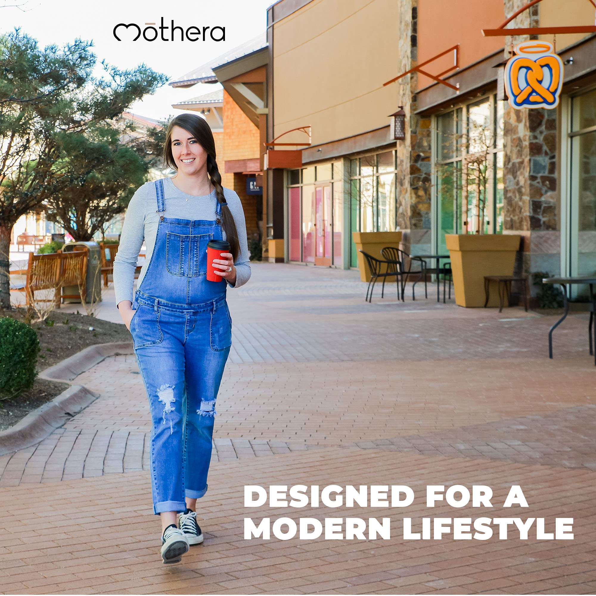 Mothera Maternity Overalls for Pregnant Women - Adjustable Denim Overalls with Zipper for Pregnancy & Postpartum - Comfortable Nursing Clothes for Work, Travel & Everyday Wear
