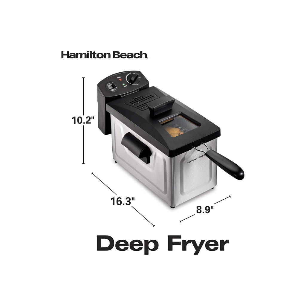 HAMILTON BEACH 35033C 12-Cup Oil Capacity Deep Fryer - Perfect for Home Cooking, Parties & Restaurant-Style Meals