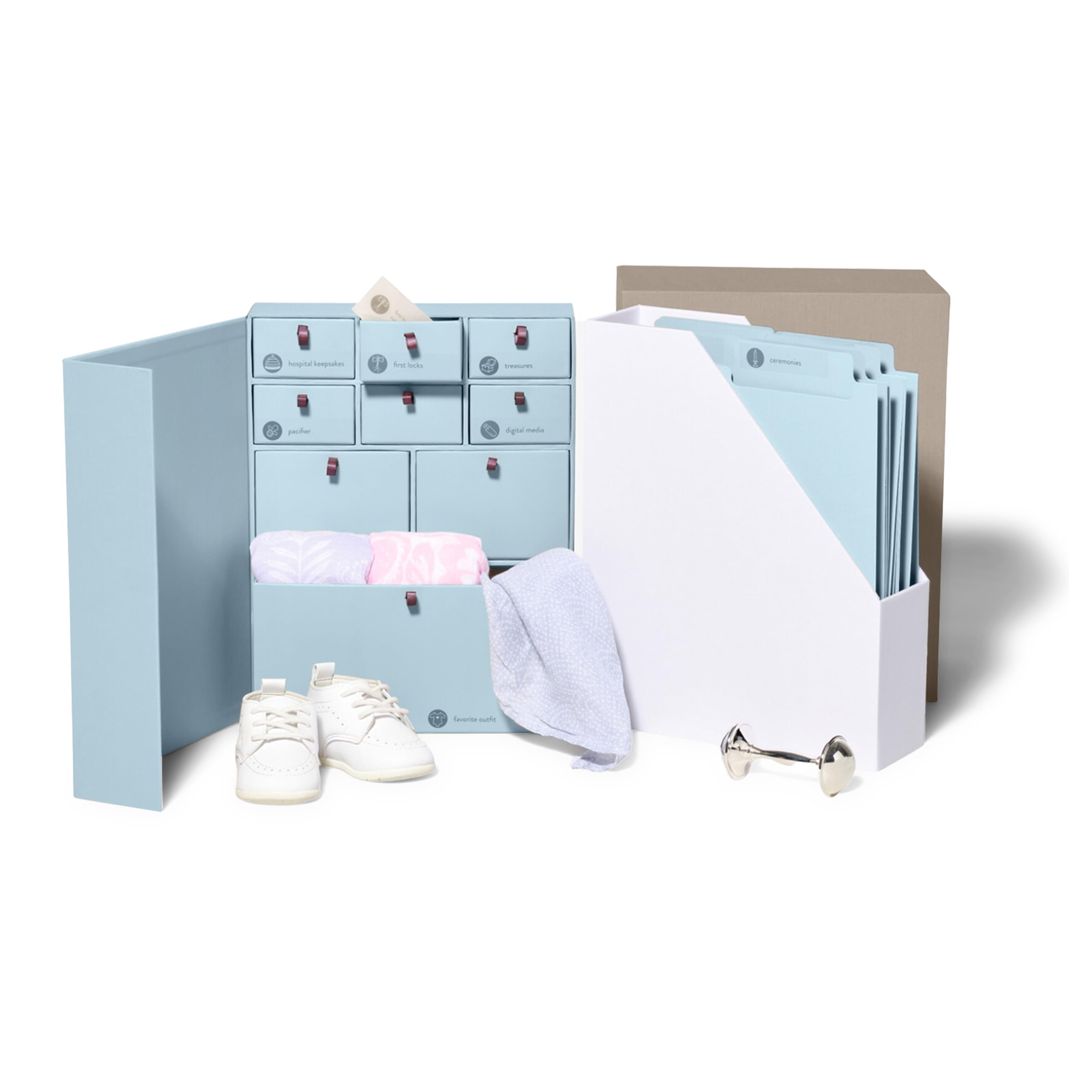 Premium Baby Memory Box – Gender Neutral Keepsake Organizer with Acid-Free Fabric Cover & Labels | Perfect for Newborn Memorabilia, Pregnancy, Baby Showers & Mother’s Day Gifts | Nursery Storage Solution for Photos, First Outfit & Milestone Cards