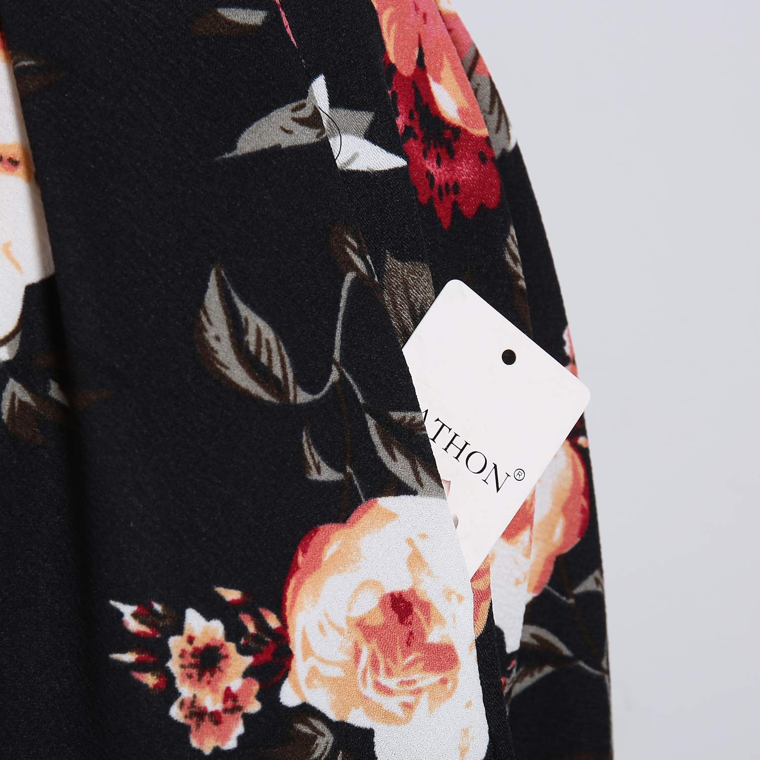 YATHON Women's Vintage Floral Print Flared A-Line Swing Dress with Pockets - Casual Party Dress for Summer, Wedding Guest, Cocktail, Date Night & Special Occasions