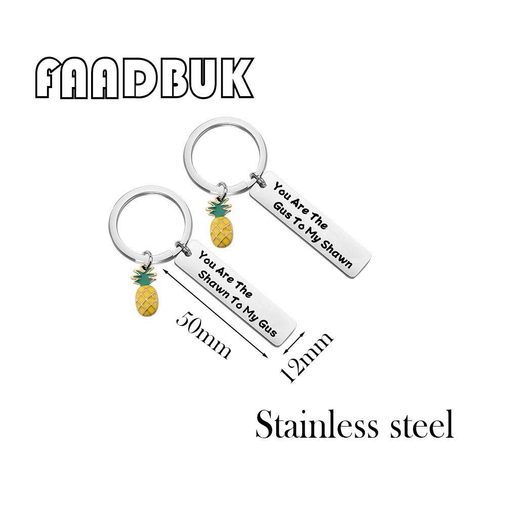 FAADBUK Shawn & Gus TV Show Inspired Friendship Keychain Set - Perfect Gift for Best Friends, Fans of Psych Series - Great for Birthdays, Anniversaries & Fan Conventions