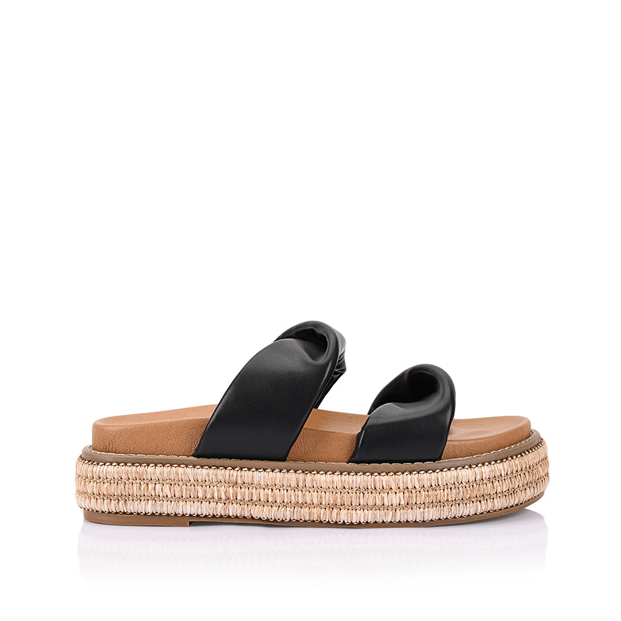 Rue Flatform Slides for Women - Black Platform Sandals | Comfortable Summer Slide Shoes for Beach, Pool, and Casual Outings