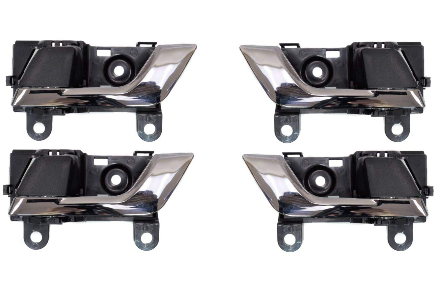 PT Auto Warehouse TO-2605MA-QP - Chrome & Black Interior Door Handle Set (4-Piece) - Front/Rear Left/Right Replacement for Smooth Door Operation - Perfect for Car Repair & Maintenance