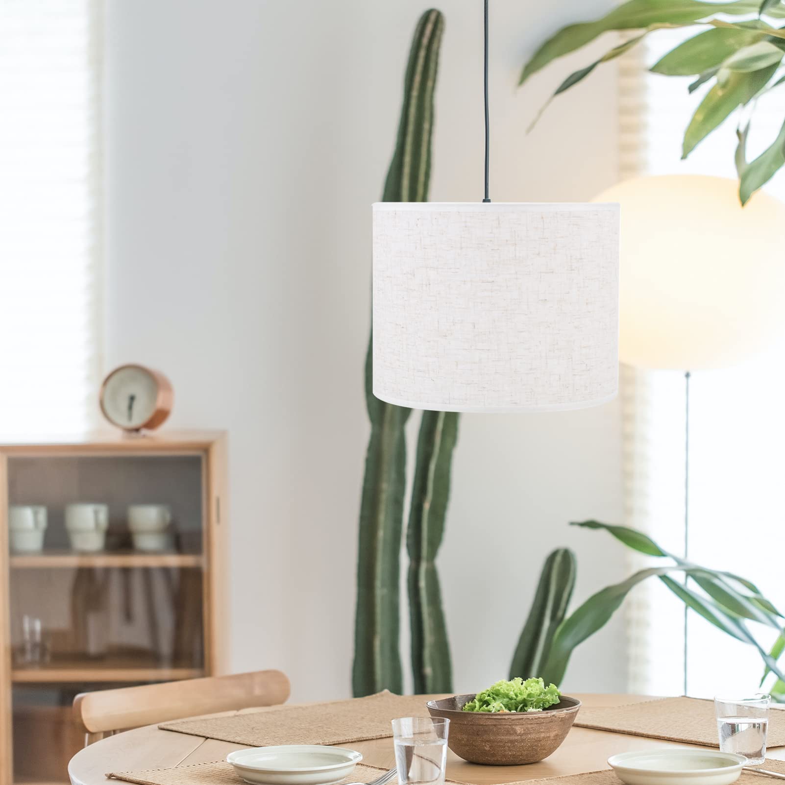 Lurrose Burlap Drum Lamp Shade - White Cylinder Fabric Light Cover for Table Lamps, Chandeliers, Wall & Floor Lights | Perfect for Living Room, Bedroom & Office Decor