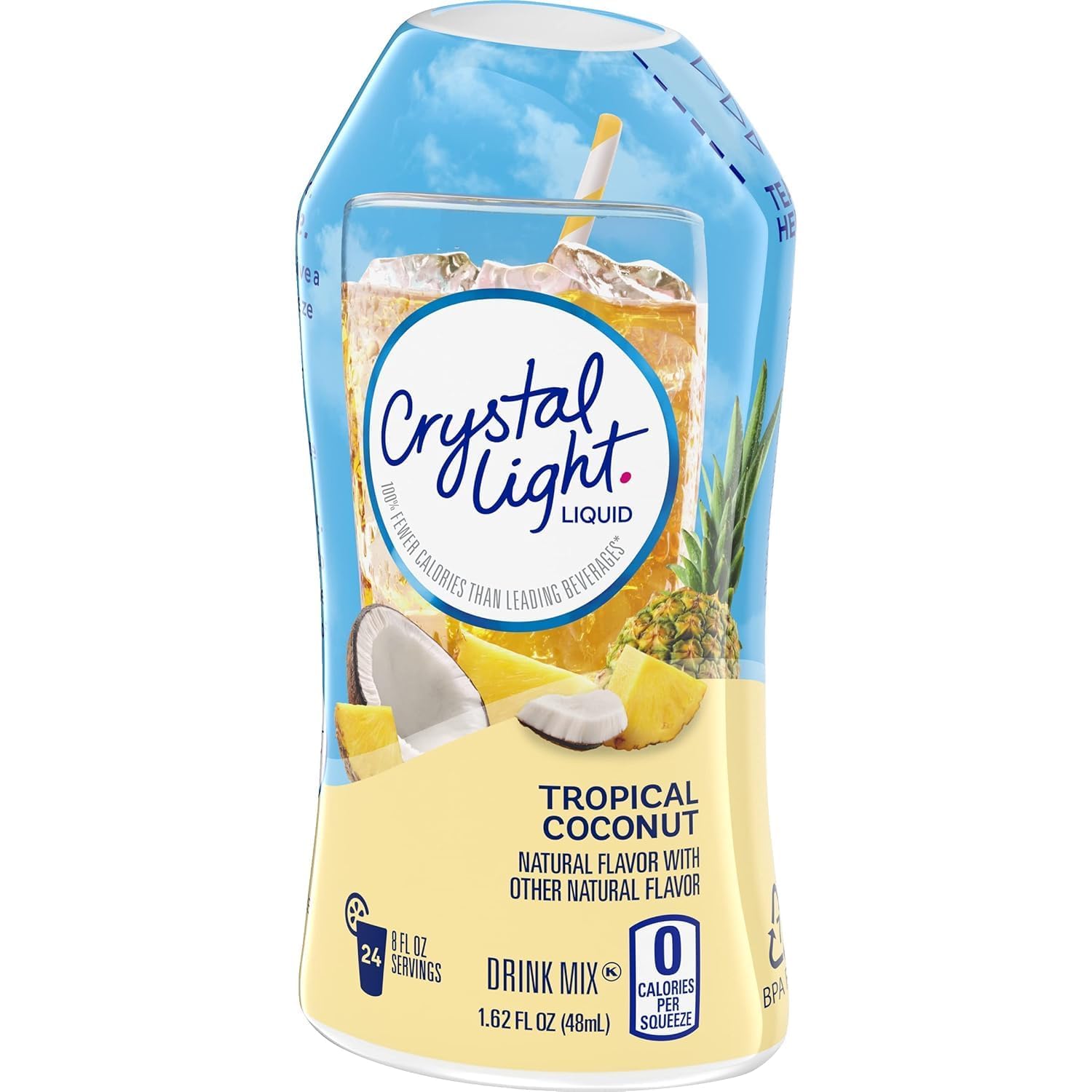 Crystal Light Liquid Energy Drink - Tropical Coconut Flavor, 1.62 fl oz (36 Pack) | Hydration Boost for Workouts, Travel & Daily Energy Support
