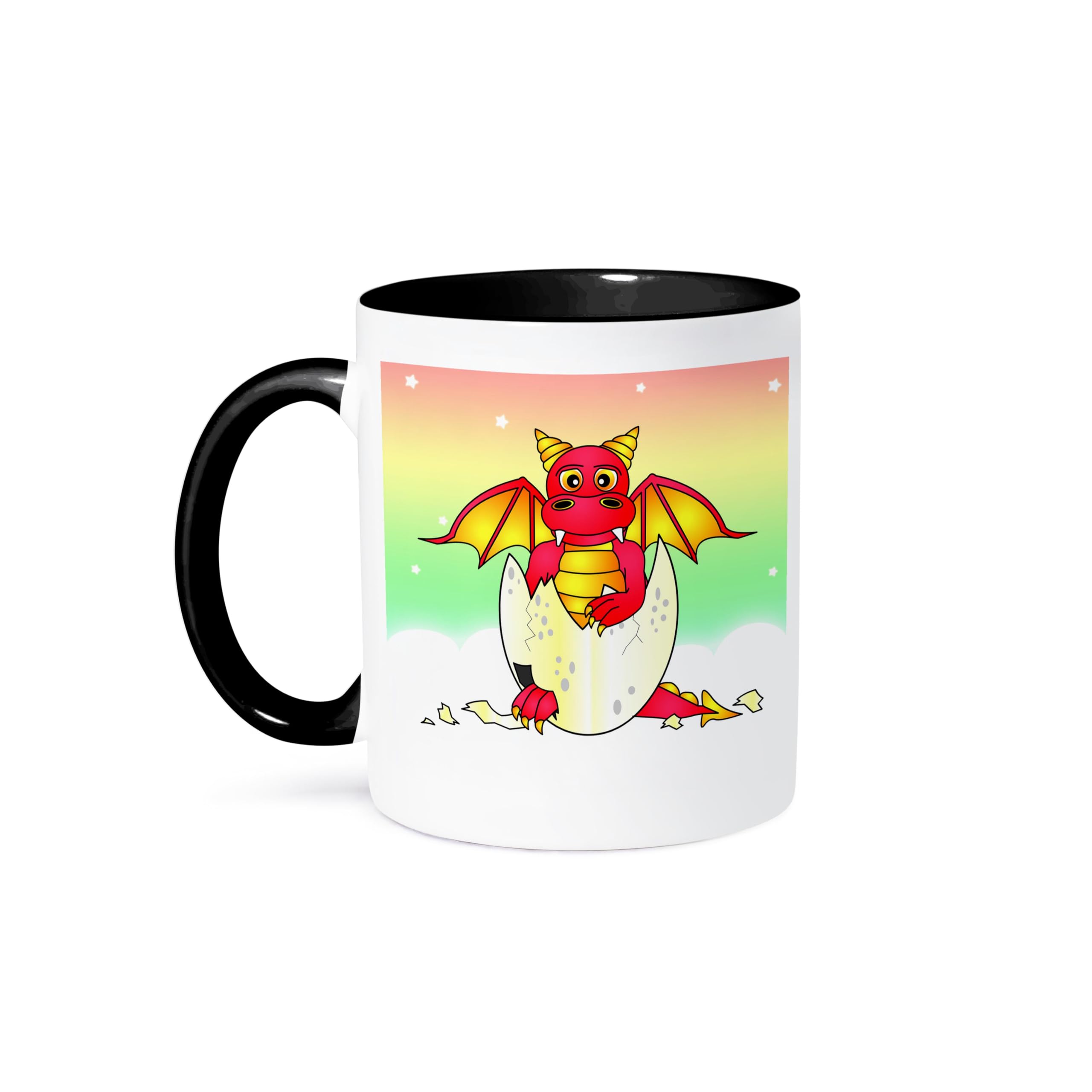 3D Rose 15oz Funny Coffee Mug with Red Baby Dragon in Cracked Egg Design - Unique Dragon-Themed Gift for Coffee Lovers - Perfect for Home, Office & Fantasy Fans