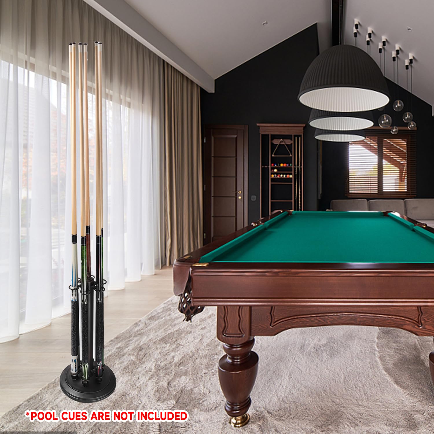 GSE Games & Sports Expert 6-Slot Metal Billiard Pool Cue Rack - Stand Style Cue Holder for Pool Sticks (Multiple Colors) - Perfect for Home Game Rooms, Bars & Billiard Clubs