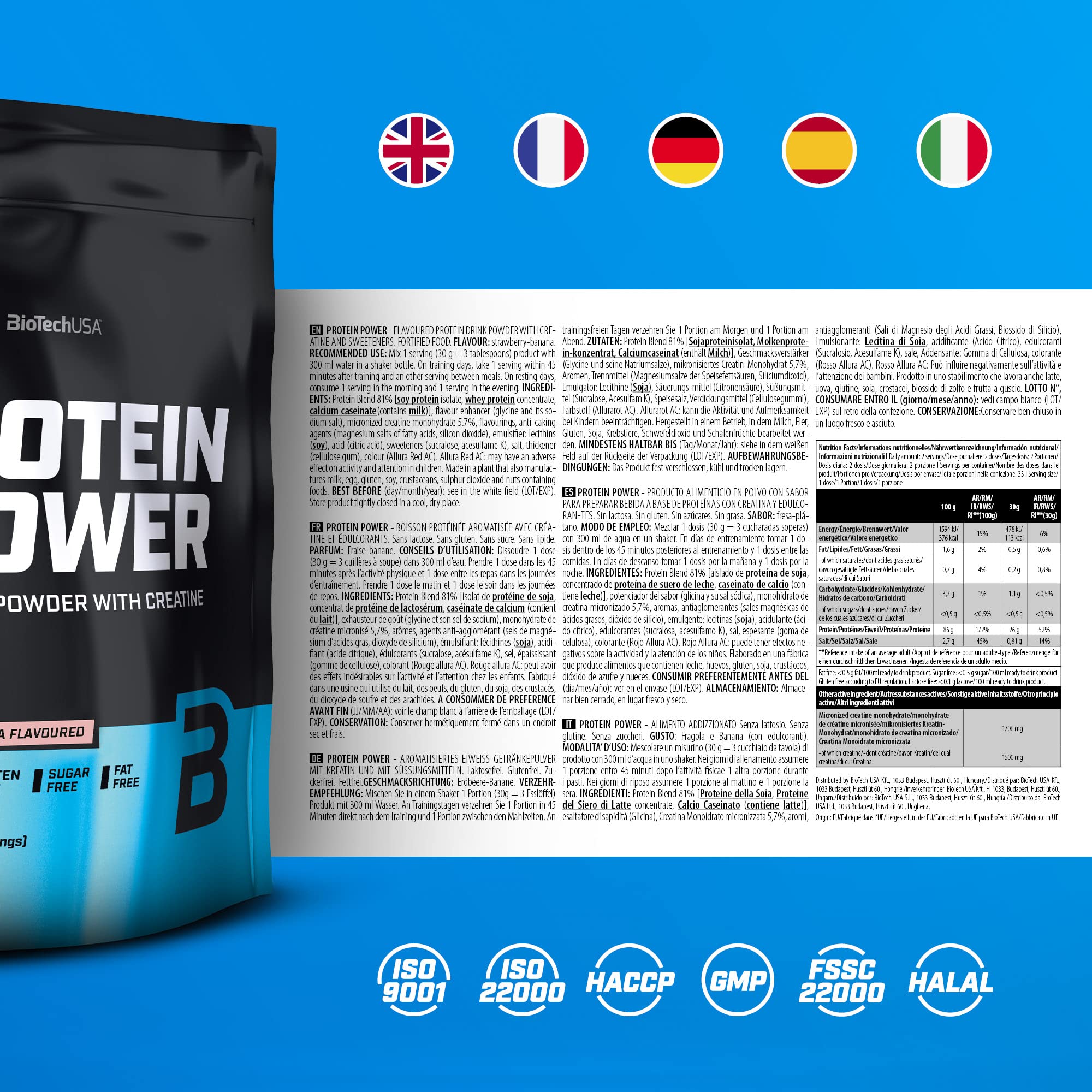 BioTechUSA Whey Protein Powder - Strawberry Banana Flavor, 1000g for Muscle Recovery & Post-Workout Nutrition | Gym Supplements for Athletes & Fitness Enthusiasts