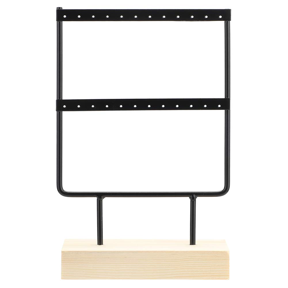 Elegant 24-Hole Metal Jewelry Organizer Stand - Necklace, Earring, Ring & Bracelet Storage Tray (Black) | Perfect for Bedroom, Bathroom & Travel Jewelry Display