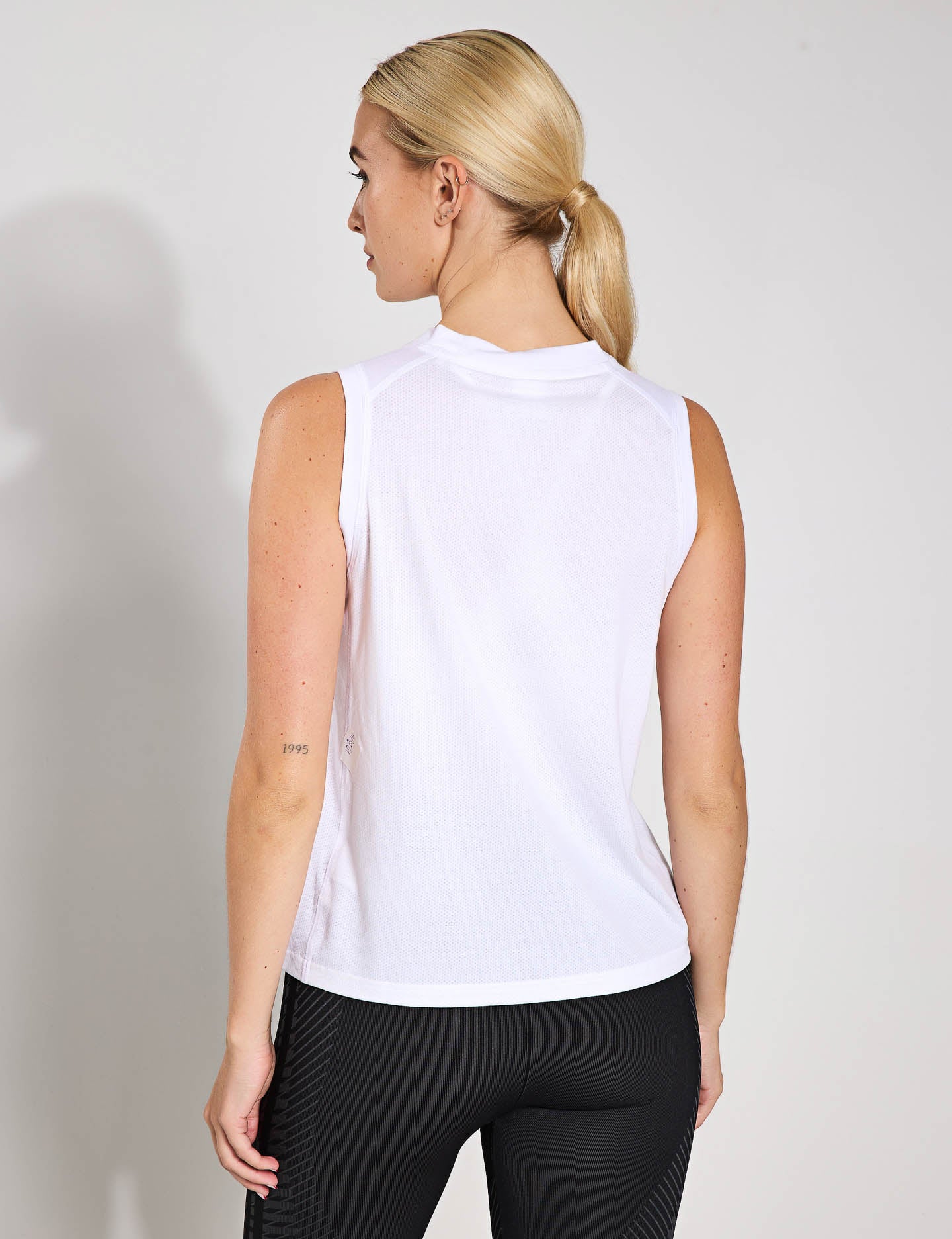 Train Essentials Big Performance Logo Training Tank Top - White/Black - Gym Workout & Running Activewear