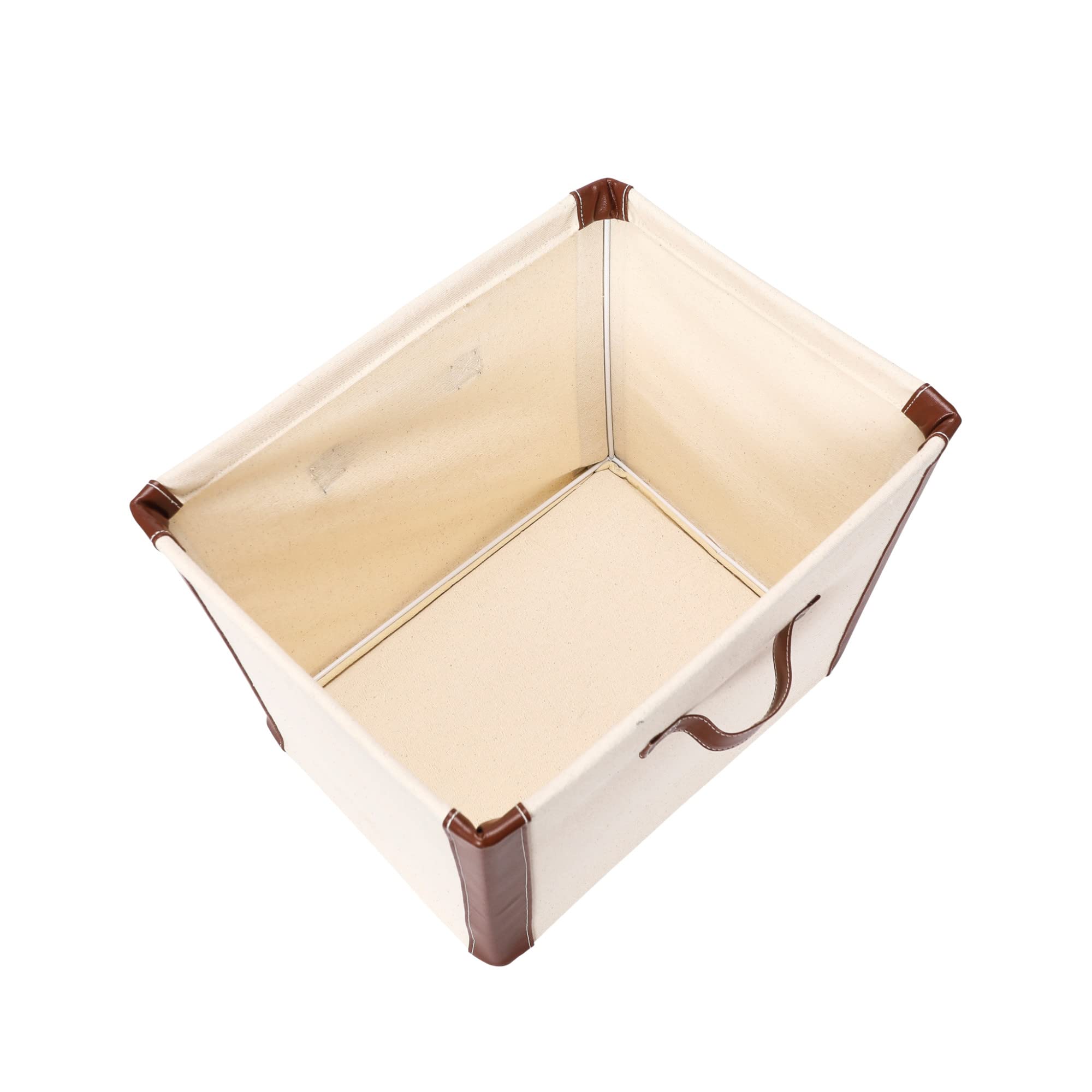 Eco-Friendly Canvas Storage Bin with Vegan Leather Trim - Perfect for Home Organization, Closet, Nursery & Office Storage