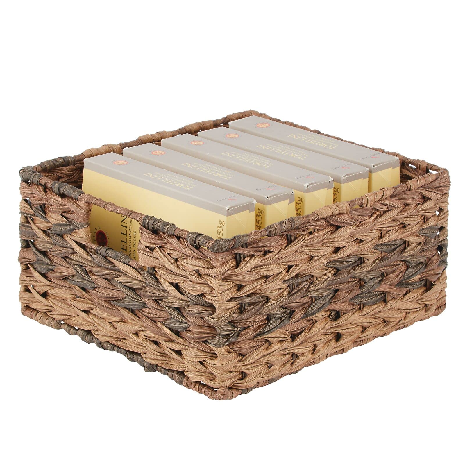 mDesign Woven Plastic Storage Bins - 6 Pack Brown Ombre Baskets (12x13x6 Inches) for Home Organization, Closet, Bathroom & Nursery Storage