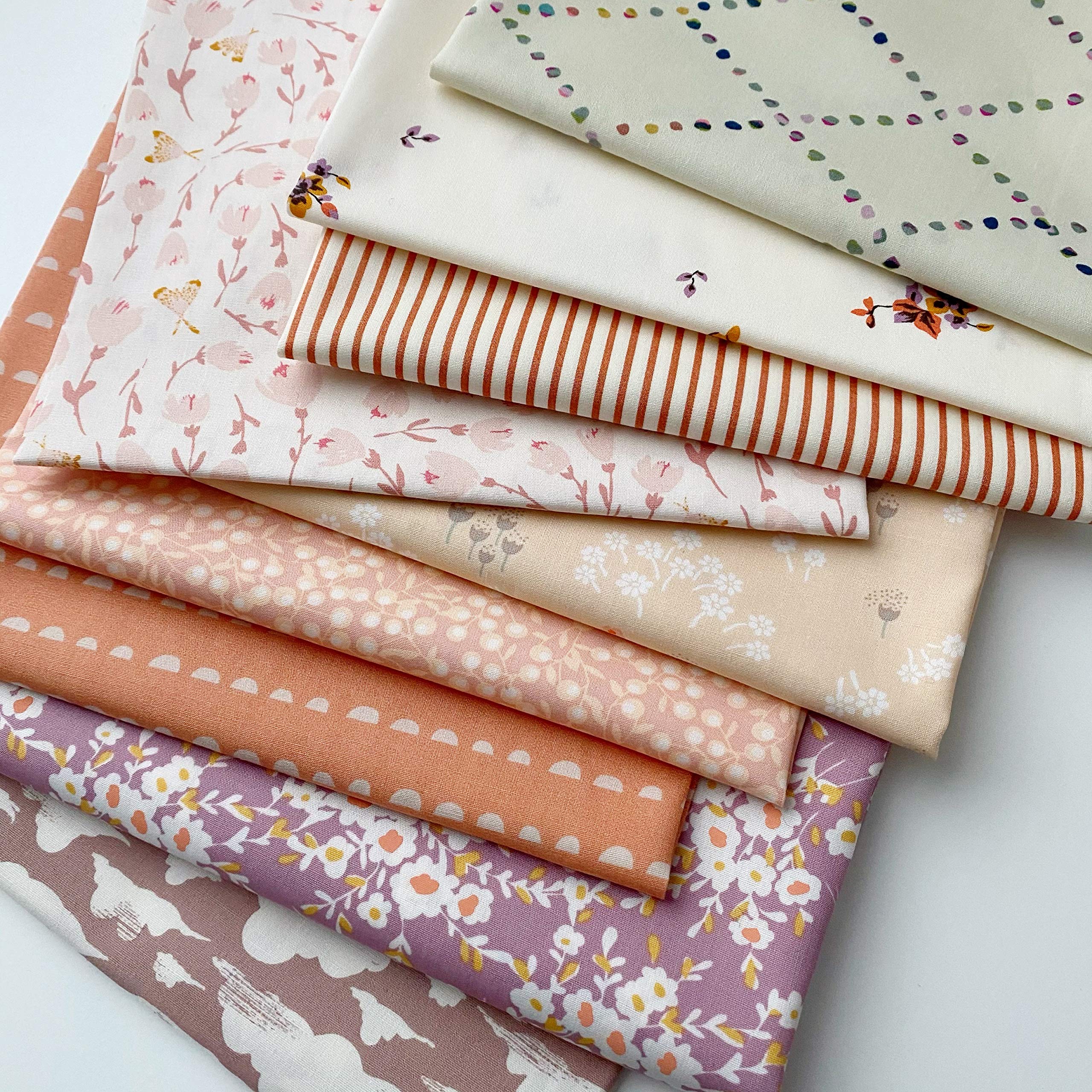 Cinnamon Toast Quilt Fabric Bundle | Terra Cotta Pink Ivory Pastel Floral Cotton Material | Fat Quarters by Sharon Holland & Art Gallery Collections - Perfect for Quilting, Sewing & DIY Home Decor Projects