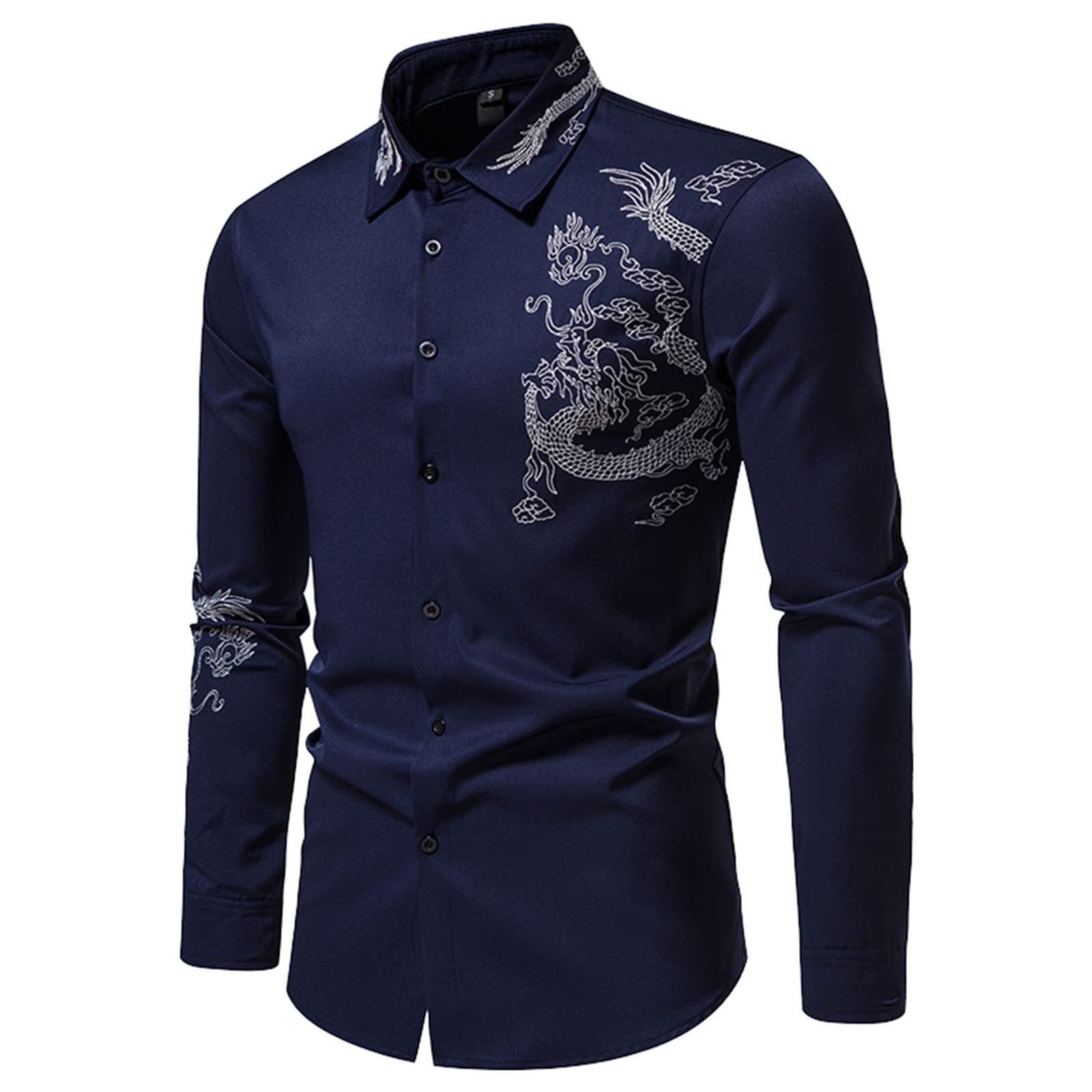 Premium Men's Dress Shirts - Wrinkle Free, Stretch Poplin Long Sleeve Button Down Shirt - Regular Fit Solid Color Business Casual Wear for Office, Wedding & Formal Events