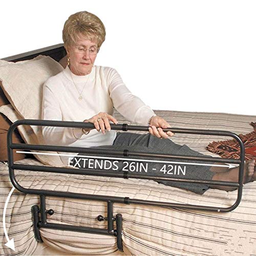 Adjustable & Pivoting Bed Rail for Elderly & Adults - Foldable Safety Bed Railing with Assist Handle - Bedside Handrail for Home Care & Fall Prevention - Perfect for Seniors, Disabled, and Post-Surgery Recovery