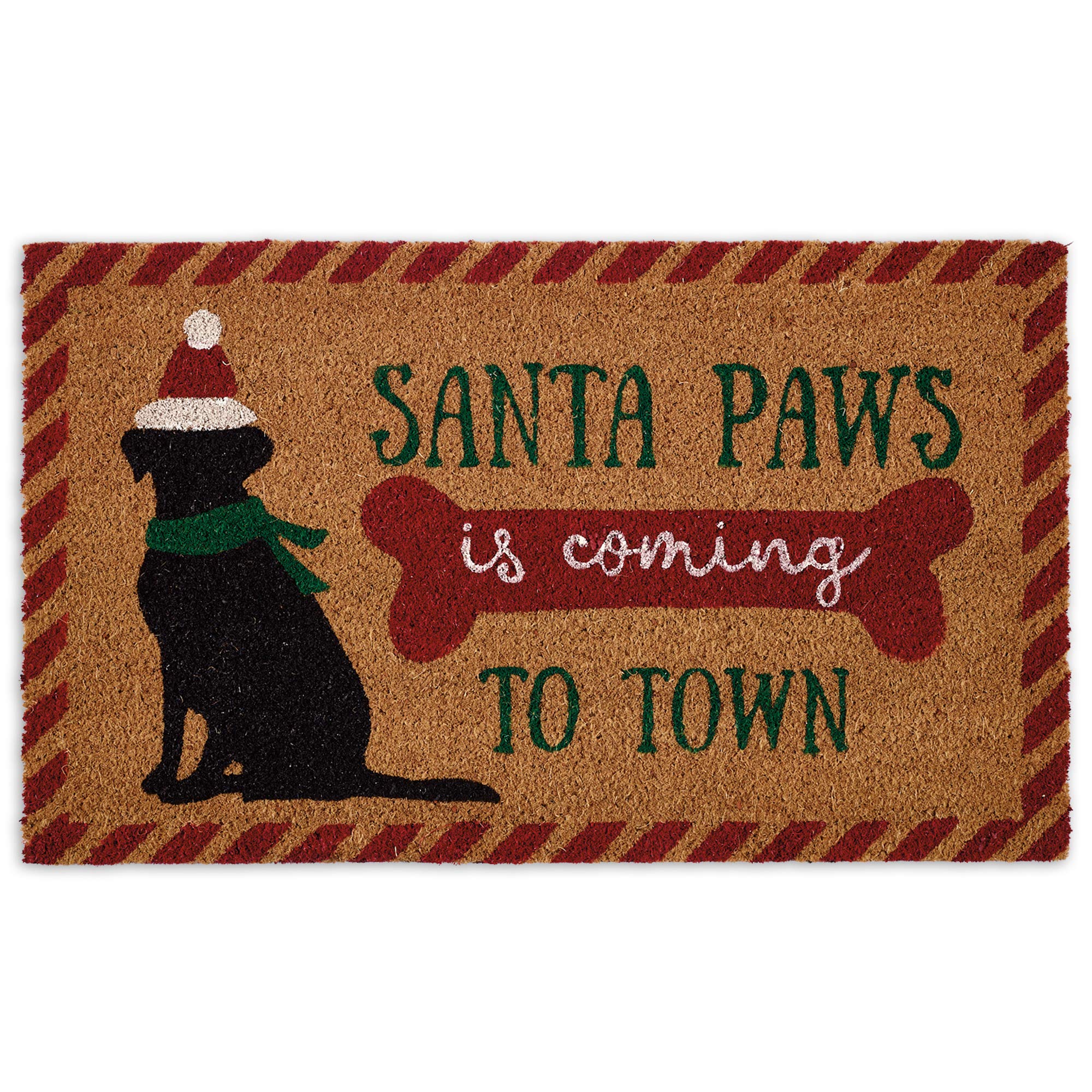Santa Paws Christmas Coir Doormat for Pet Lovers - 17x29 Inch Durable Outdoor Welcome Mat with Dog & Cat Design - Perfect for Holiday Home Decor, Front Porch, and Pet-Friendly Entryways