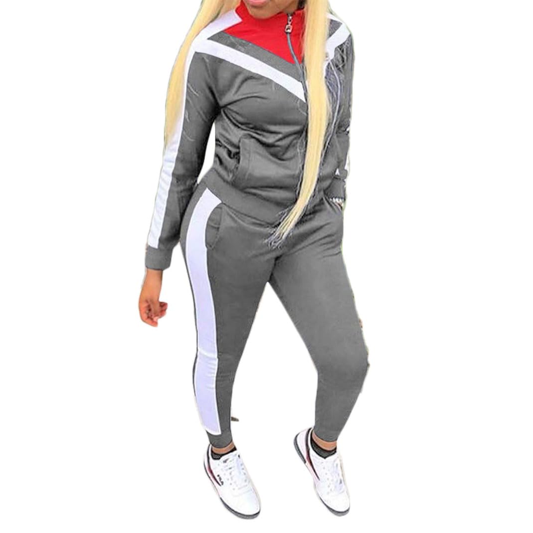 Remxi Women's 2-Piece Workout Sets - Jogging Sweat Suits with Tops & Long Sweatpants | Gym Tracksuit for Running, Yoga & Fitness | Comfortable Athletic Outfit for Women