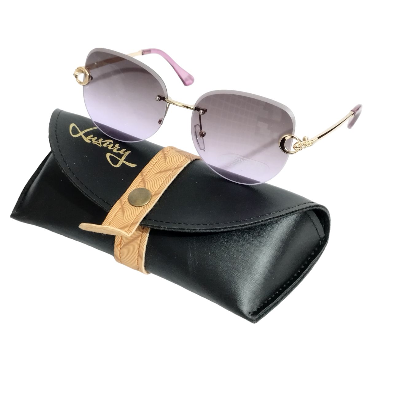 Stylish Purple Rimless Sunglasses for Women - UV Protection & Lightweight Design - Perfect for Driving, Beach & Outdoor Activities