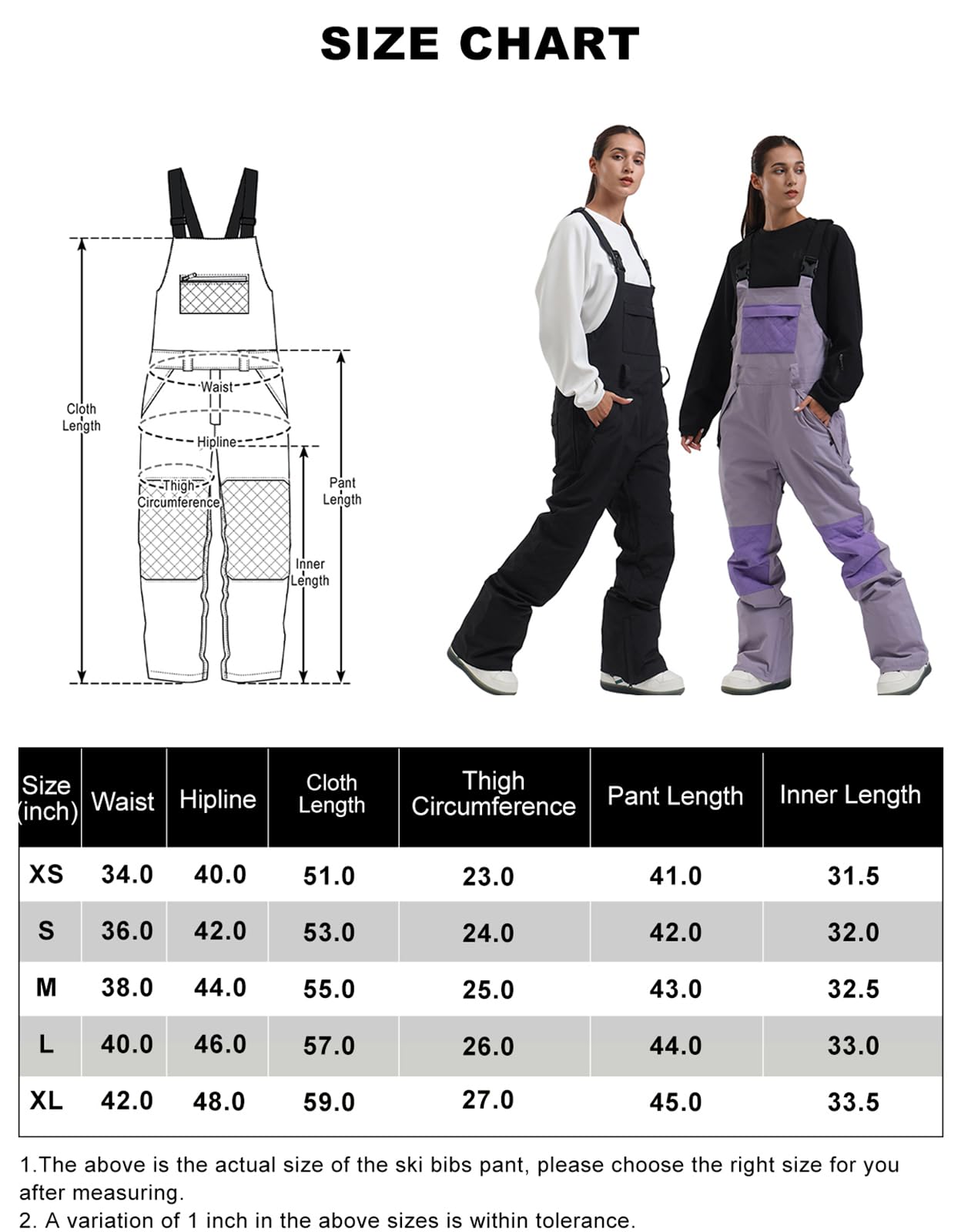 Women's Waterproof Snowboard Bib Overalls - Windproof Insulated Snow Pants for Skiing & Winter Sports | Warm Snowboarding Gear for Outdoor Adventures
