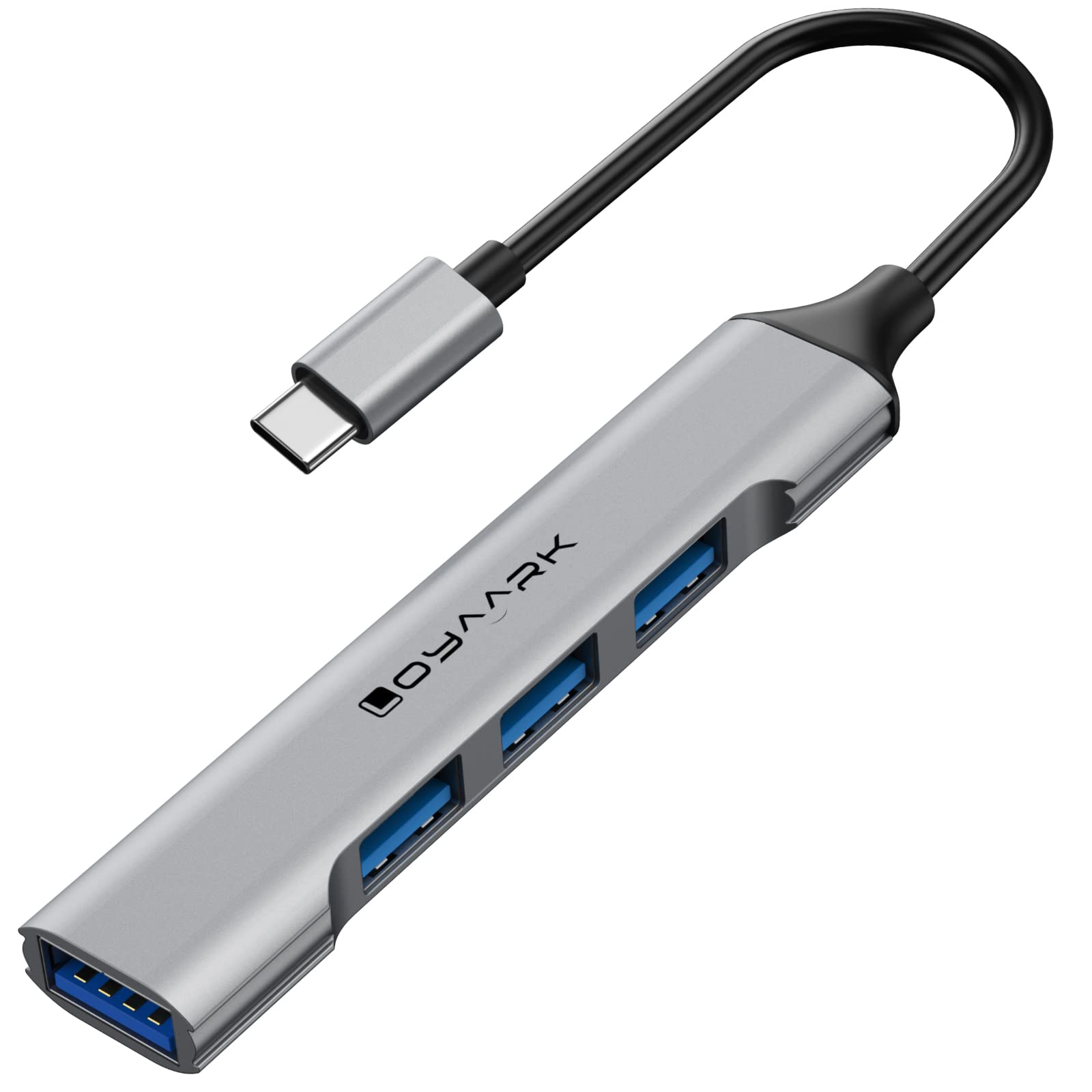 USB C Hub 7-in-1 Multiport Adapter - Type C to 4 USB Ports (1x USB 3.0 + 3x USB 2.0) - Aluminum USB Splitter for MacBook Pro/Air, iMac, Windows Laptops, Notebook PCs - Perfect for Office, Travel & Home Workspaces