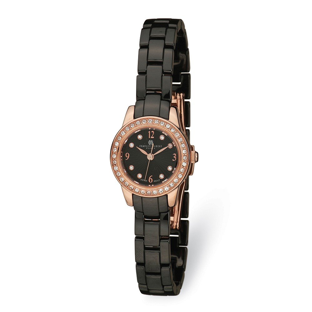 Charles Hubert Stainless Steel & Ceramic Band Black Dial Watch for Men & Women - 8