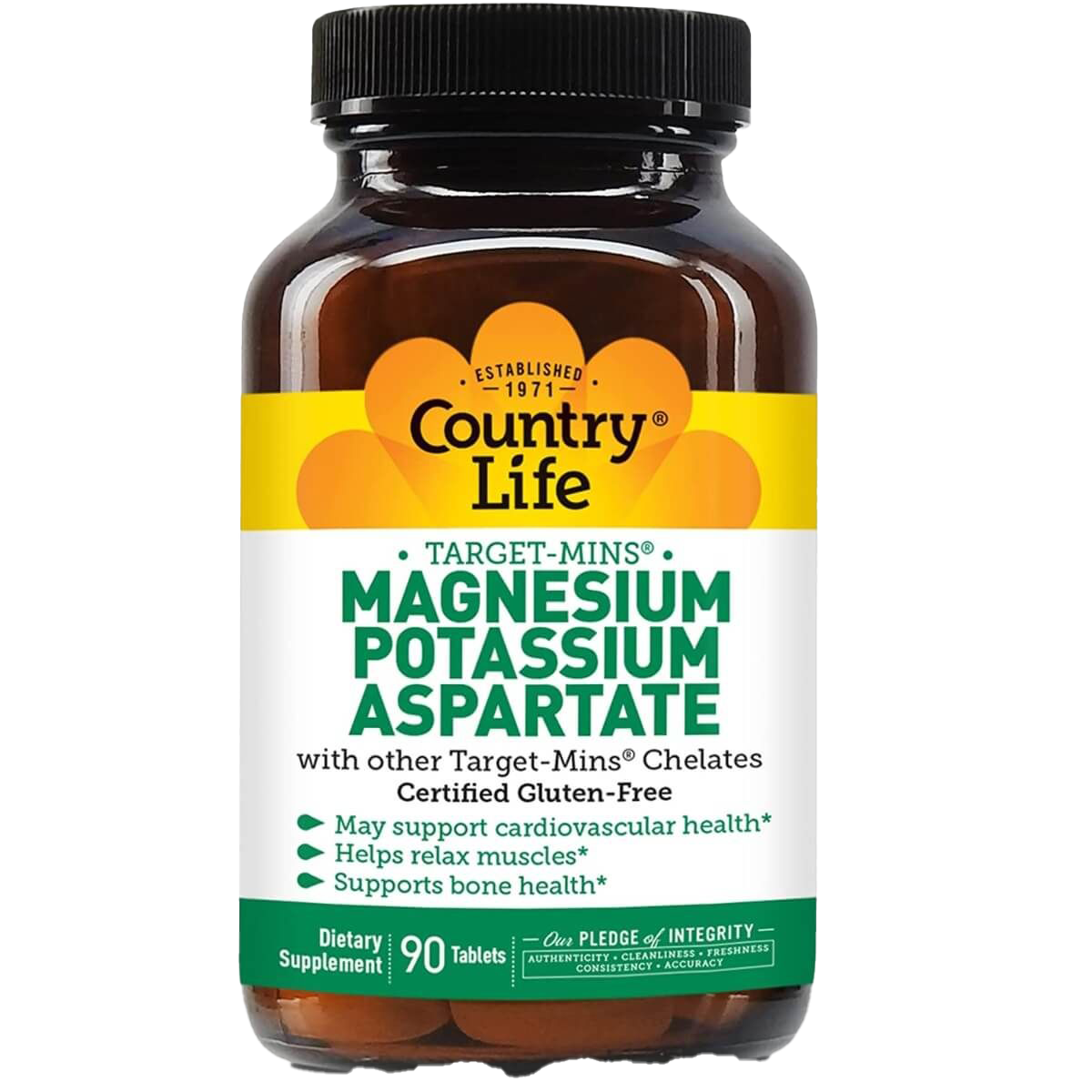 Country Life Target-Mins Magnesium Potassium Aspartate Supplement - 90 Tablets for Muscle Support, Nerve Function & Heart Health - Daily Electrolyte Balance for Active Lifestyle & Fitness Enthusiasts