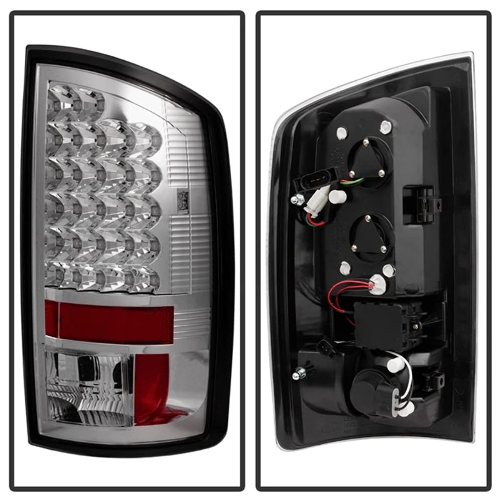 Spyder LED Tail Lights for Dodge Ram 1500 (2007-2008) & Ram 2500/3500 (2006-2009) - Chrome Housing - Upgrade Your Truck's Style & Visibility for Night Driving & Towing