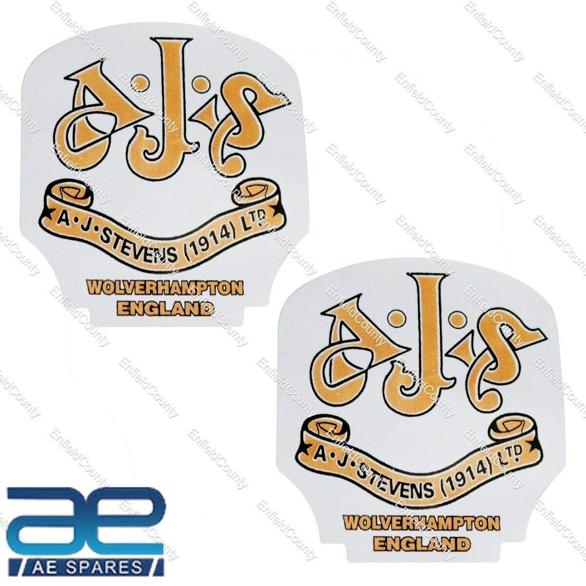 Original AJS Toolbox Oil Tank Sticker Decal Set of 2 Pcs - High-Quality Vinyl for AJS Motorcycles - Perfect for Restoration & Customization Projects