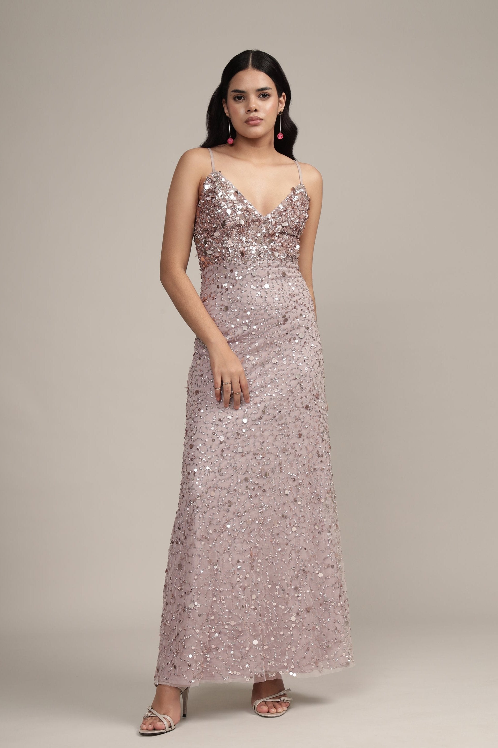 Elegant Betty Beaded Champagne Maxi Dress for Women - Perfect for Weddings, Evening Parties & Special Occasions