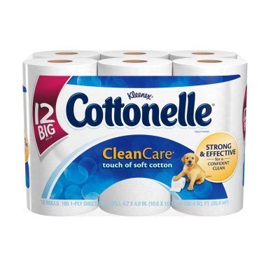 Cottonelle Clean Care Toilet Paper - Ultra Soft, Septic Safe, 12 Mega Rolls (4X More Sheets) - Perfect for Home, Office & RV Use