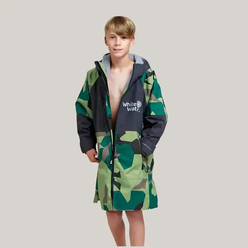 Unisex Kids Camo Swim Robe - Quick Dry Hooded Bathrobe for Boys & Girls After Swimming, Beach, Pool | Soft & Comfortable Post-Swim Cover-Up