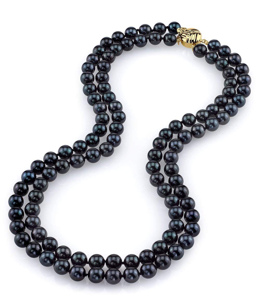 14K Gold Black Akoya Pearl Necklace for Women - Elegant Gift & Wedding Jewelry