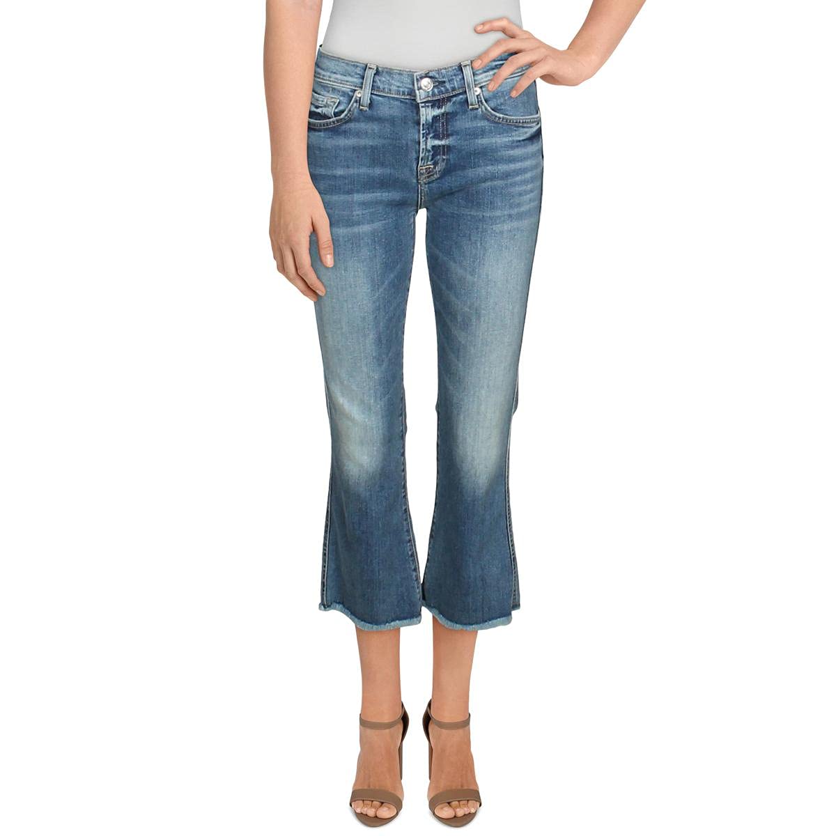 7 For All Mankind Women's Cropped Bootcut Jeans - High Waisted Stretch Denim Pants for Casual & Night Out | Perfect for Work, Date Night and Weekend Wear